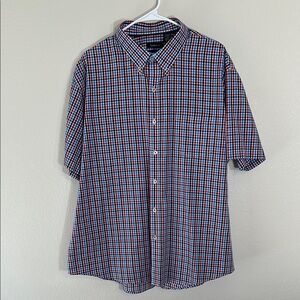 Izod Blue and Red Casual Button Down Shirt